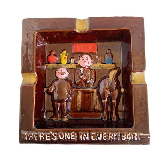 Vtg Barware Ashtray Mid Century Humor 3D Wall Plaque There's One in every Crowd - Picture 5 of 5
